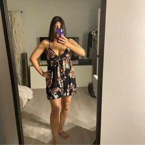 ETIQUETTE Black Floral Boho Mini Dress Small